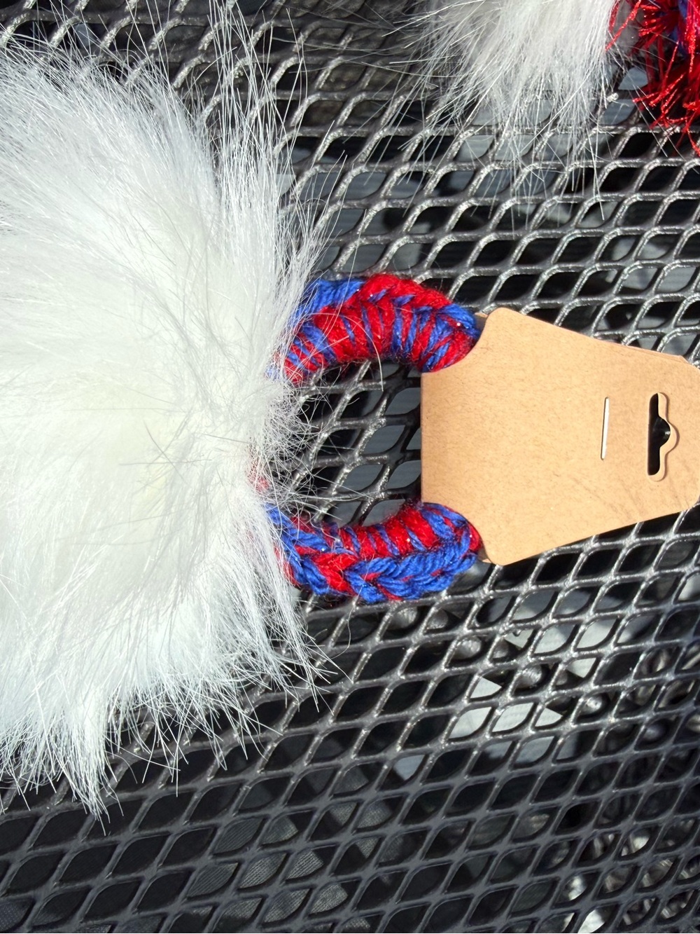 Buffalo Fuzzy Pom-Pom Hair scrunchies  in Red, White & Blue six sold together. - Picture 4 of 4